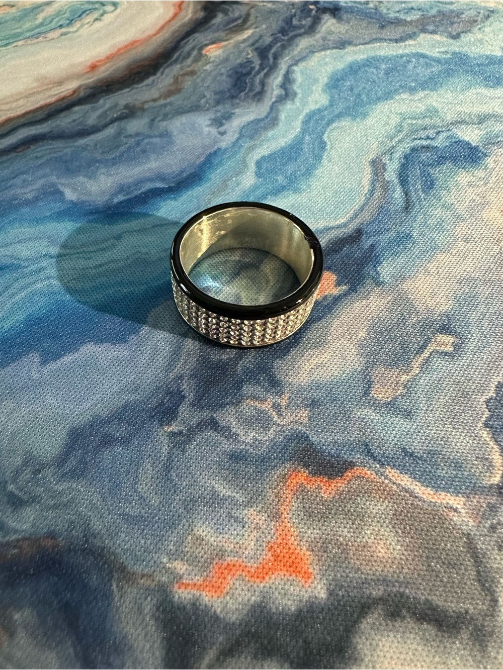 Brighton Black Stainless Steel Ring with Crystal Accents